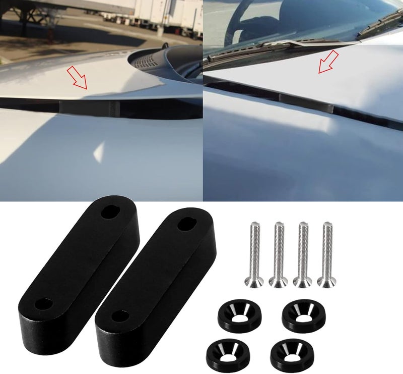 YESHMA Front Hood Vent Space Riser Spacer Modification Kit, Hood Riser Compatible with Honda Civic Acura Integra, Aluminum Alloy Car Hood Vent Spacer Riser for CRX Del Sol (Black) - Image 1